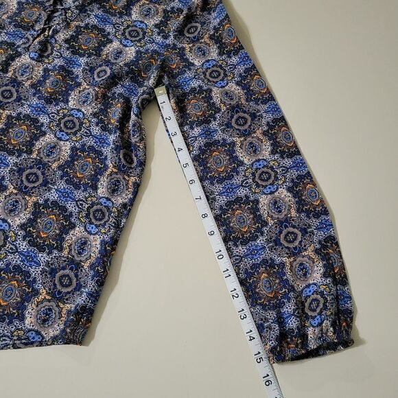 Daniel Rainn Women's Mosaic Print Peasant Blouse - Picture 6 of 10